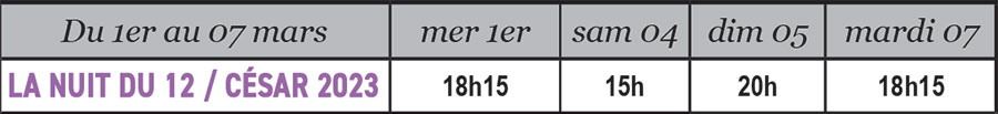 nuit du 12 horaires